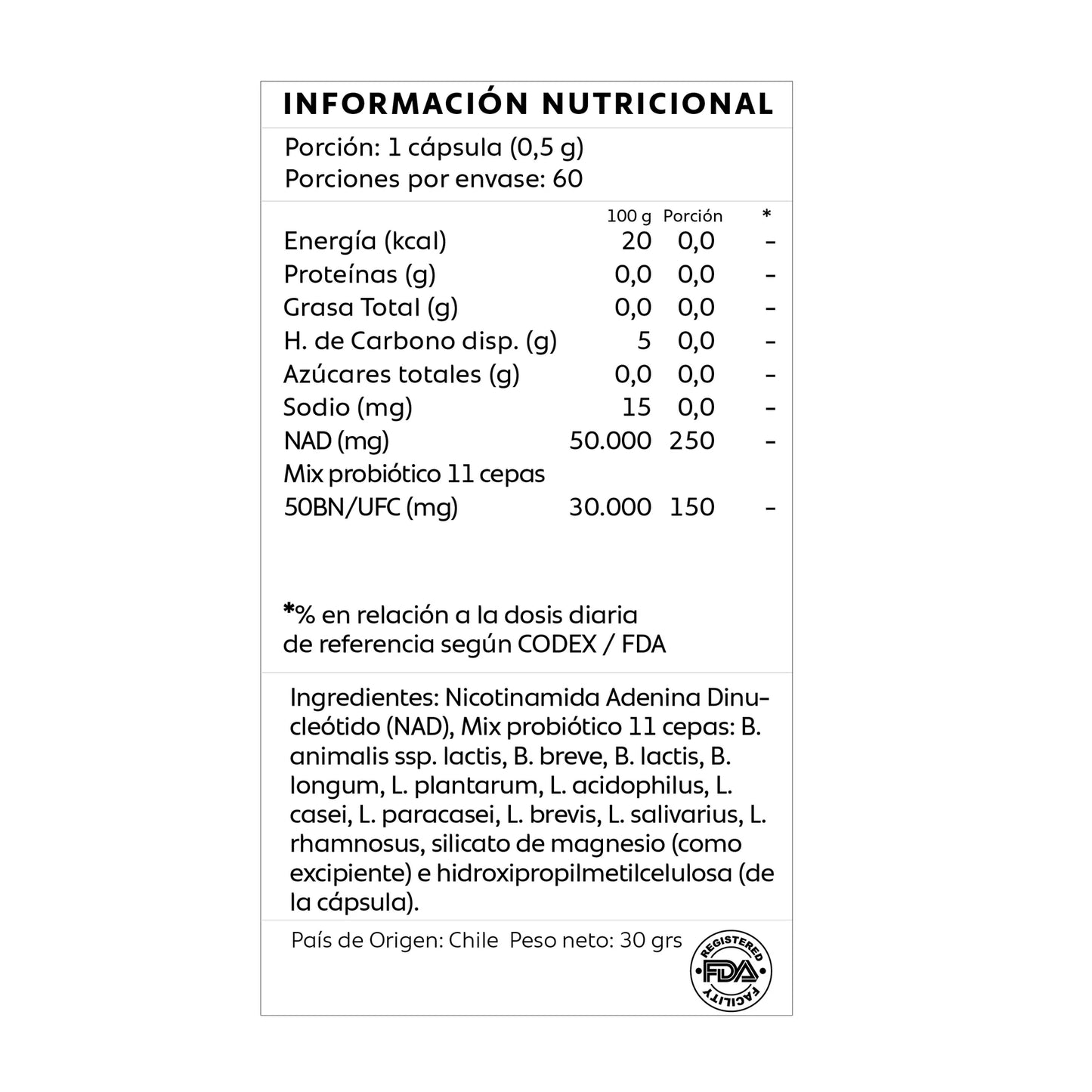 NAD+ Probióticos 11 cepas