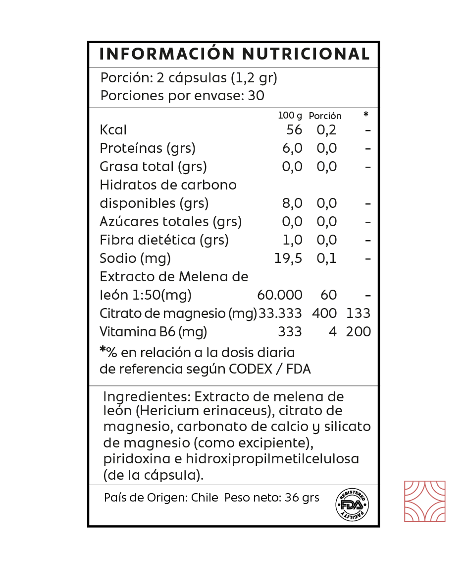 Melena de León + Citrato de Magnesio + Vit B6 - Cápsulas