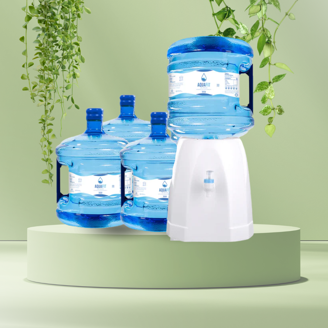 Pack Inicial 💧 Dispensador Básico + 04 bidones AquaFit 12L 🤩